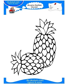 Çocuklar İçin Ananas Boyama Sayfaları 